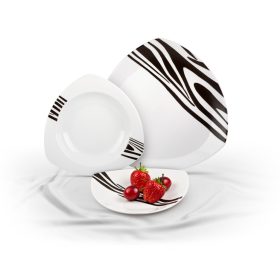   18 darabos Rotberg porcelán készlet, háromszög forma, zebra dekorral