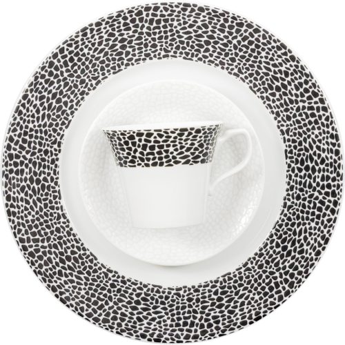 Rotberg porcelán kávéskészlet, fekete márvány dekorral 6 db