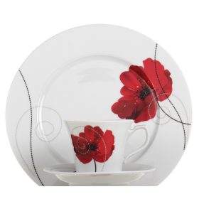 Rotberg porcelán kávéskészlet, pipacs dekorral 6 db