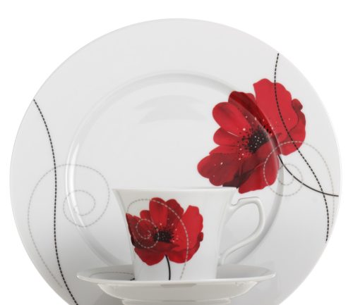 Rotberg porcelán kávéskészlet, pipacs dekorral 6 db