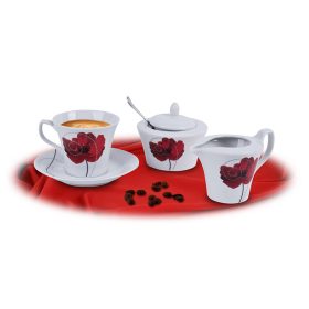 Rotberg porcelán tejszínkiöntő, pipacs dekorral