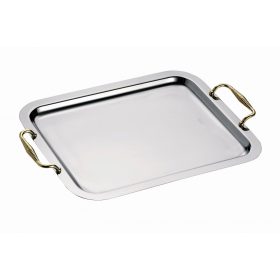 Róma inox tálca aranyozott füllel 30 cm