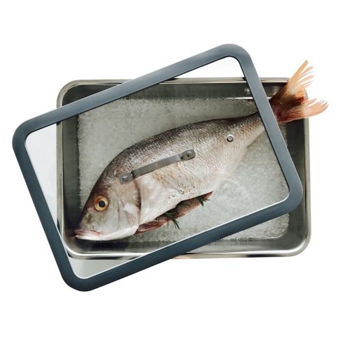 Maxima mély tepsi hőálló üvegfedővel, lehajtható füllel 36x25x8 cm