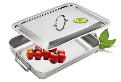 IOBIO rozsdamenres acél tepsi, sütőedény fedővel 35cm