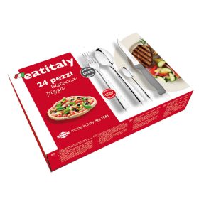   Eat Italy 24 részes, 6 személyes evőeszközkészlet bifsztek / pizzavágó késsel